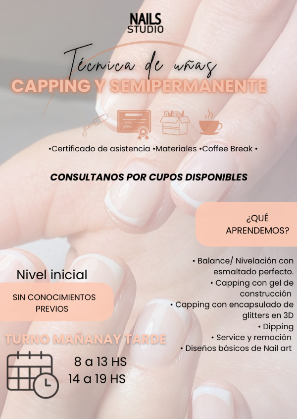 Taller de Capping y Semipermanente Presencial (Renovado) Nails Studio