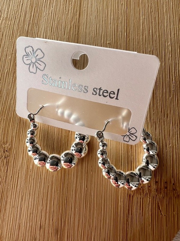 Producto - Aros argolla acero blanco