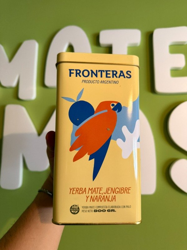 Producto - Lata Fronteras Yerba Mate Naranja y Jengibre 500gr