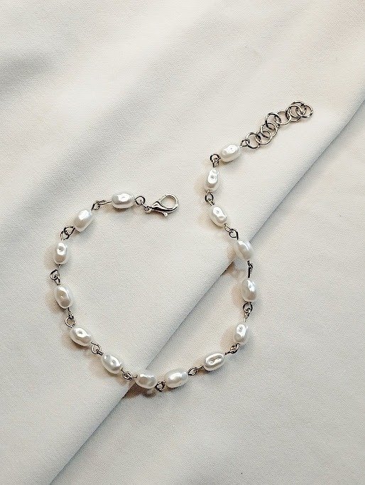 Producto - Tobillera perlas de río - Acero