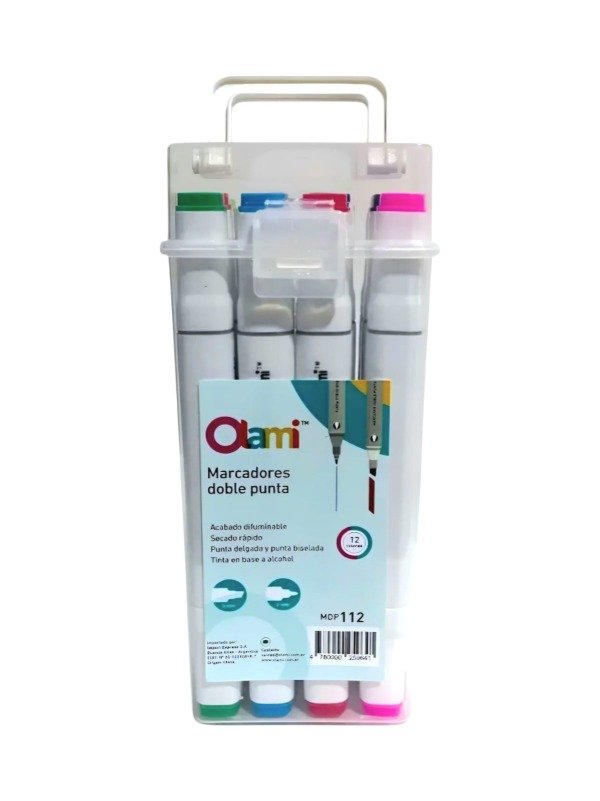 Producto - Marcador Doble Punta Olami Valija X12 Colores