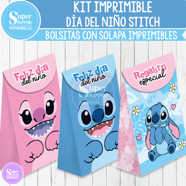 Producto - KIT IMPRIMIBLE DÍA DEL NIÑO STITCH BOLSITAS CON SOLAPA