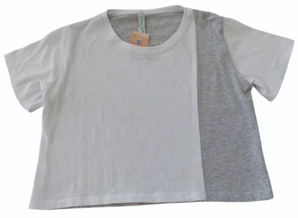 Producto - Remera Nuria- Talle 1(equivale a talle S-38) Blanco y gris melange