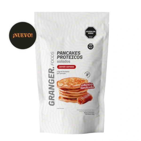Producto - PANCAKES PROTEICOS SALADOS JAMÓN SERRANO 300 GRS GRANGER - 0