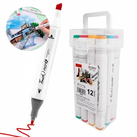 Producto - FIBRONES DOBLES TWIN MARKER CON ESTUCHE COLORES SURTIDOS X12U