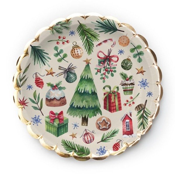 Producto - PLATO NAVIDAD FDO BLANCO X 8