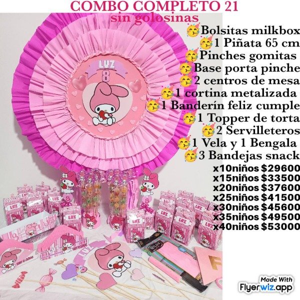 Producto - Combo completo 21 sin golosinas My melody
