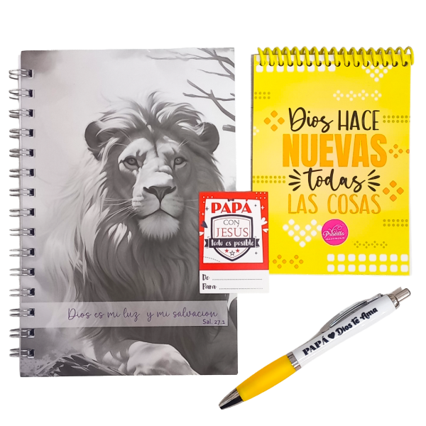 Producto - KIT PAPÁ 3: CUADERNO + ANOTADOR RAYADO + BIROME PREMIUM + TARJETA PAPÁ (X1 SET)
