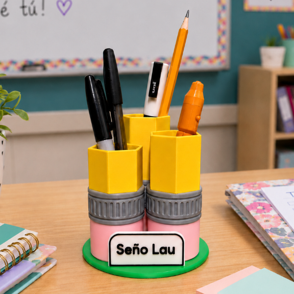 Producto - Porta Lápices Triple Personalizado - Día Del Maestro