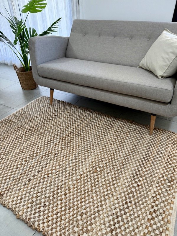Producto - ALFOMBRA PANAL DE YUTE Y ALGODÓN 120x180