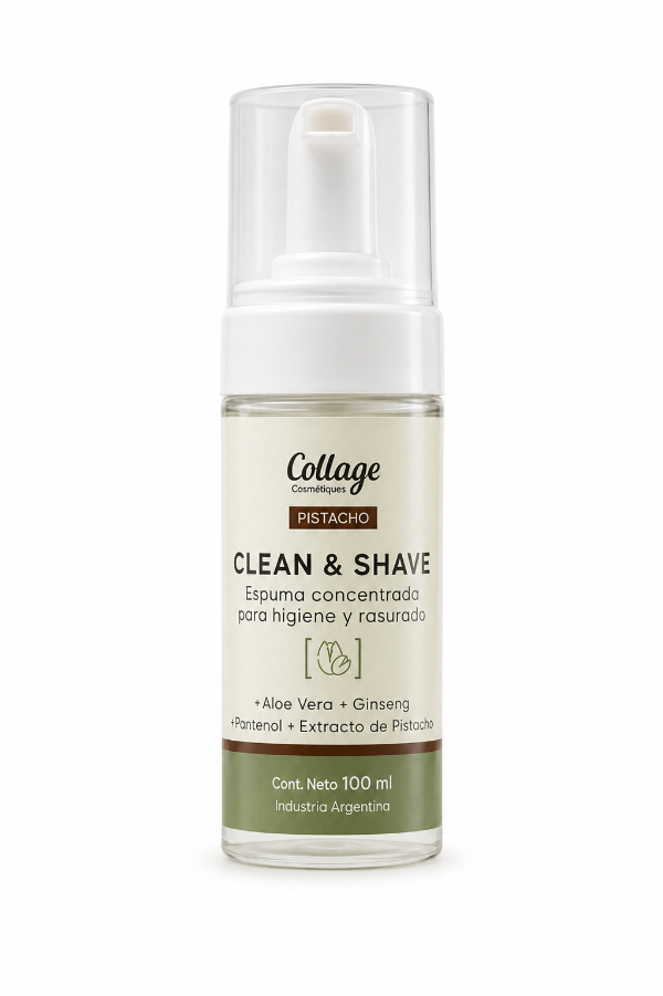 Producto - CLEAN y SHAVE PISTACHO 100 ml- Espuma Concentrada para Higiene Rasurado COLLAGE
