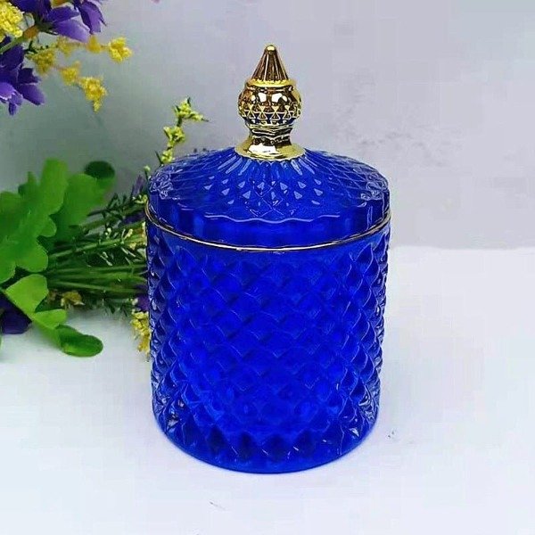 Producto - Caramelera Mini labrada azul con borde oro