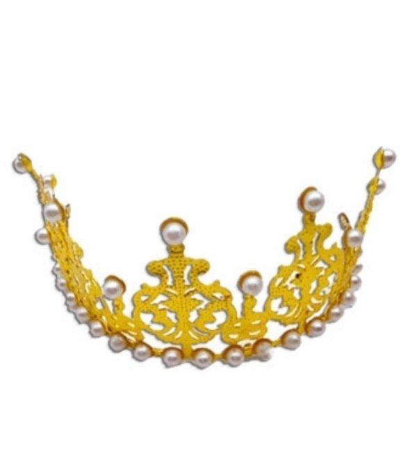 Producto - Corona Tiara de metal Dorada con perlas