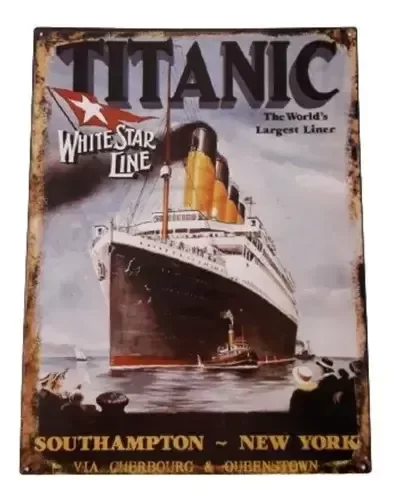 Producto - Cartel De Chapa Para Pared Titanic 33 X 25 Cm
