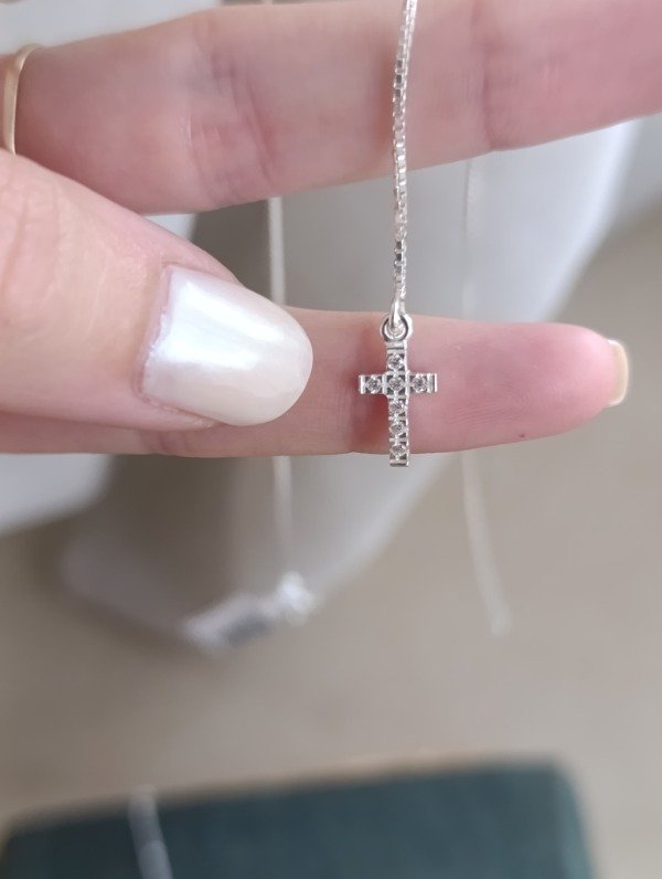 Producto - CORBATERO DE PLATA VENECIANA CON DIJE CRUZ CON CUBIC - 1