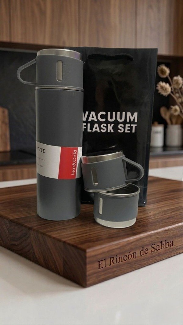 Producto - Set de Regalo Ejecutivo: Termo 500ml + 3 Tazas - Edición Grey