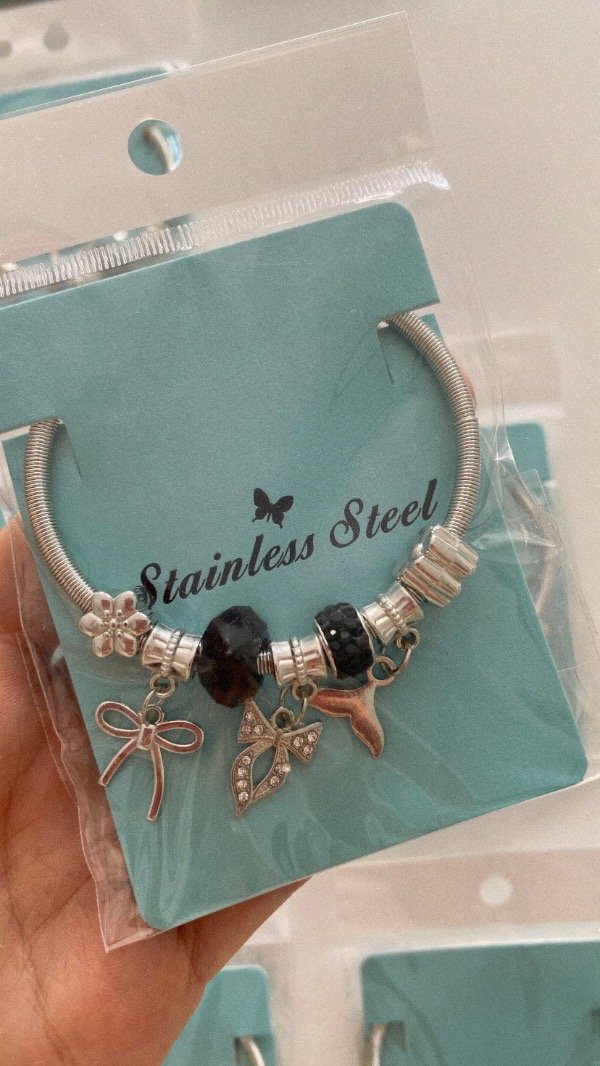 Producto - Pulsera simil Pandora. ACERO. Negro
