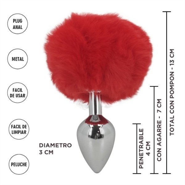 Producto - PLUG METAL ANAL COLA CONEJO SMALL ROJO