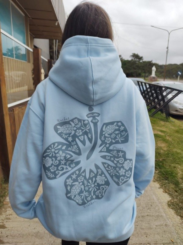Producto - Buzo Hoodie Hibiscus Oversized Celeste