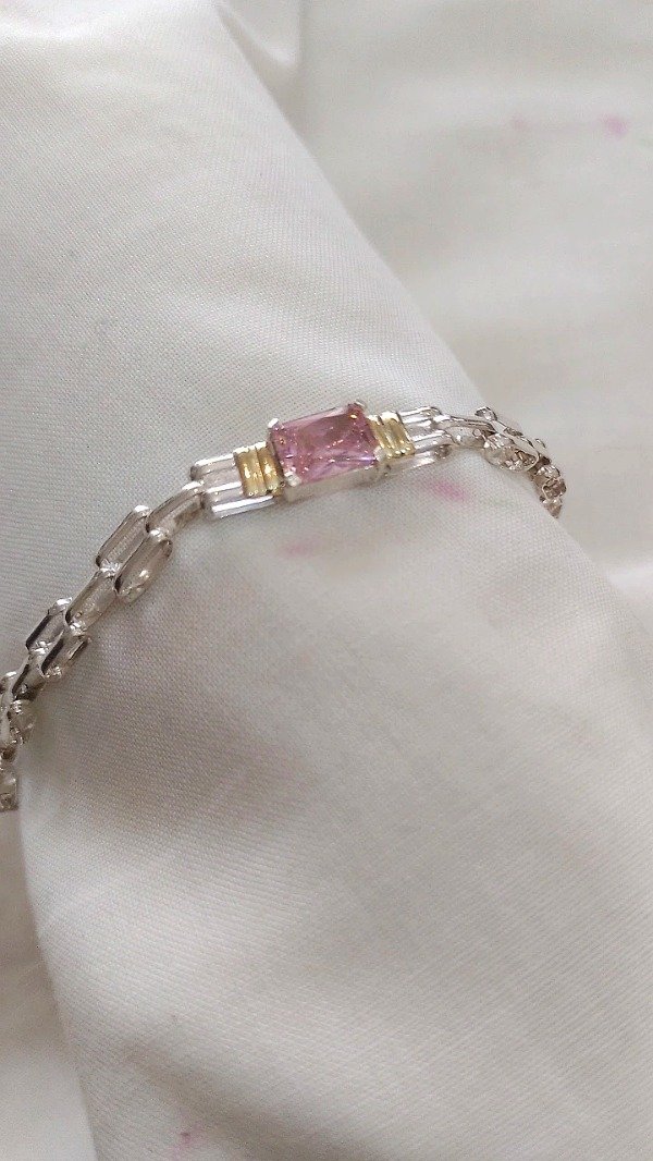 Producto - Pulsera Plata con apliques de oro y piedra rectangular