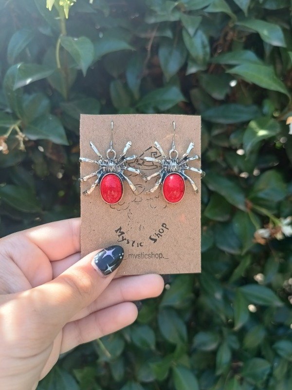 Producto - Aros Arañas Grande Cristal Rojo