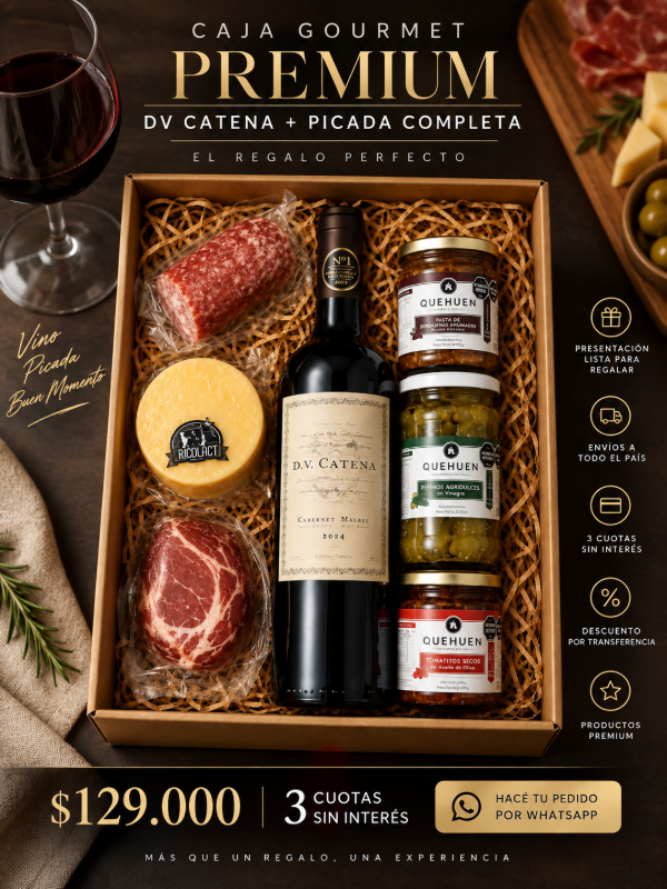 Producto - Caja Regalo Gourmet Premium DV Catena Cabernet Malbec + Picada Completa - 0