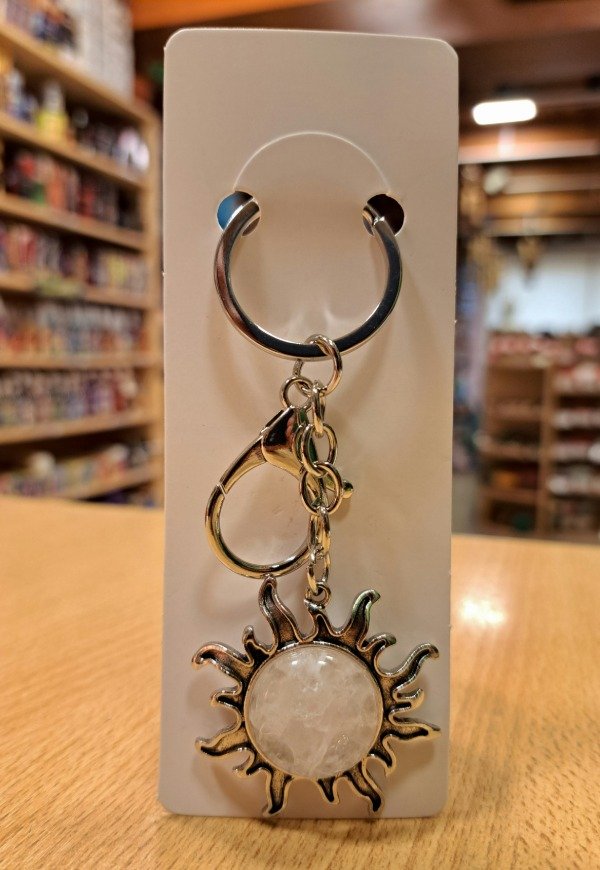 Producto - Llavero con piedra semipreciosa Cuarzo blanco