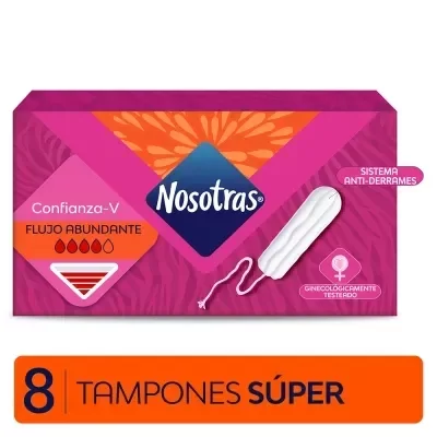 Producto - TAMPONES NOSOTRAS - SIN APLICADOR - SUPER/FLUJO ABUNDANTE - 8U