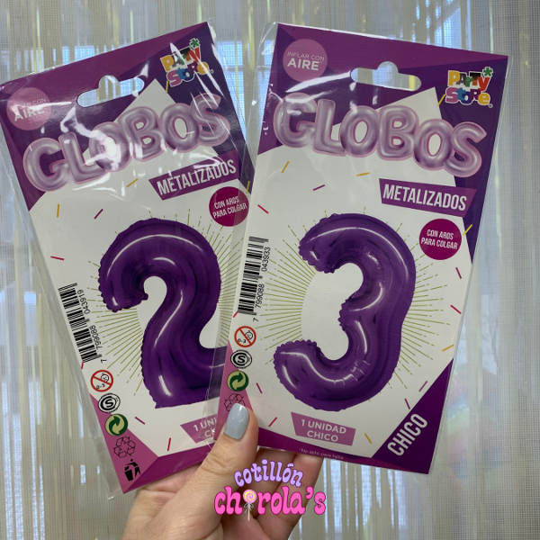Producto - GLOBO NÚMERO VIOLETA - 40CM - APTO HELIO