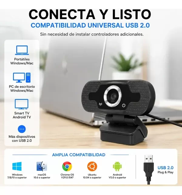 Producto - WEBCAM CÁMARA WEB FULL HD 1080P STREAMING ZOOM CON MICRÓFONO - 1