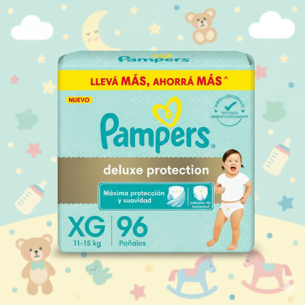 Producto - Pampers Deluxe Protection XG x96 unidades (hasta 15 kg)