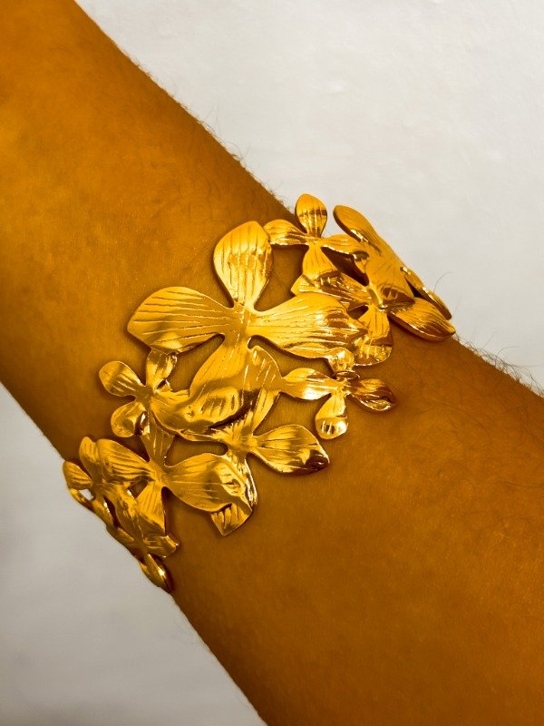 Producto - Esclava flowers dorada