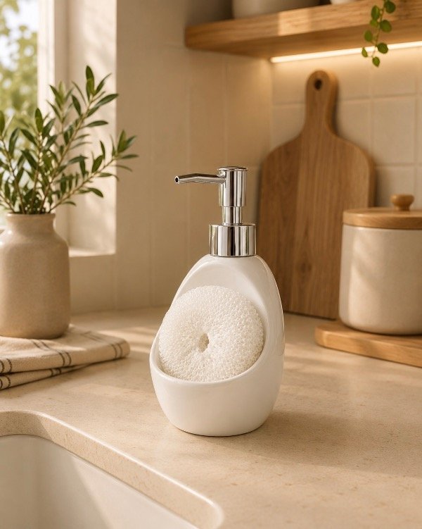 Producto - DISPENSER BLANCO CON ESPONJA