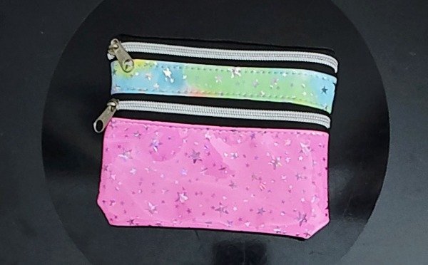 Producto - Monedero Doble Cierre Estrellas Rosa y Celeste degrade