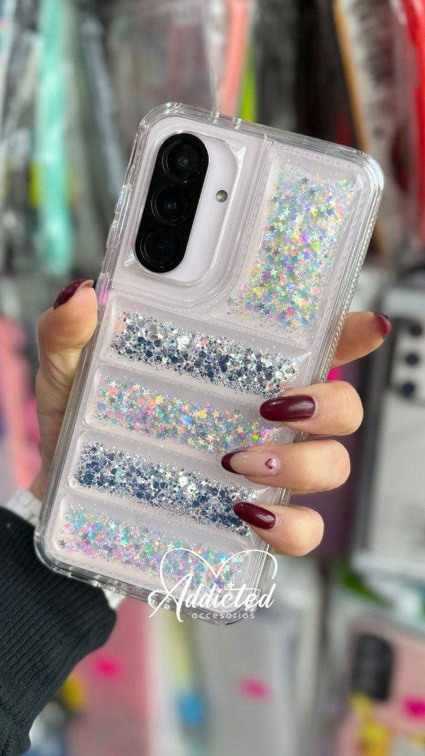 Producto - Puffer super reforzada con brillos plateados
