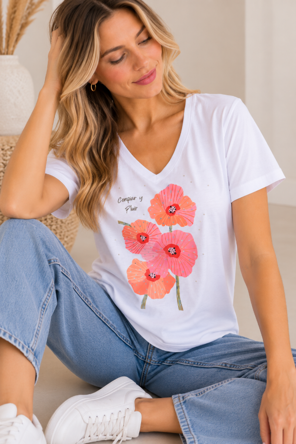 Producto - Remera de Mujer Confiar y Fluir de Algodón Estampada - KRONE - 1