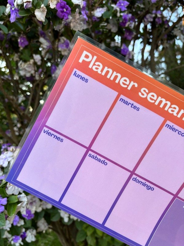 Producto - PLANNER SEMANAL PARA HELADERA (NARANJA Y VIOLETA)