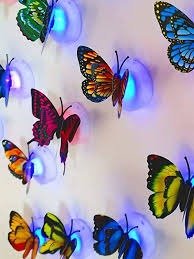 Producto - Pack x 12 Mariposas con Luz Pegatinas De Pared Pilas Incluidas Varios colores