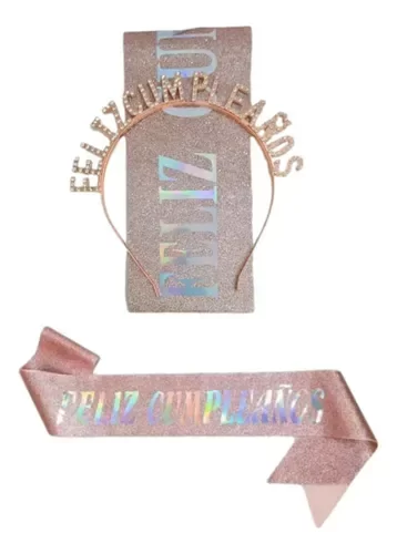 Producto - Set Vincha y Banda Feliz Cumpleaños -  Rosa