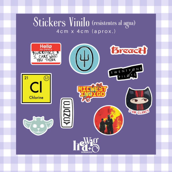 Producto - Pack 10 Stickers Vinilo TWENTY ONE PILOTS