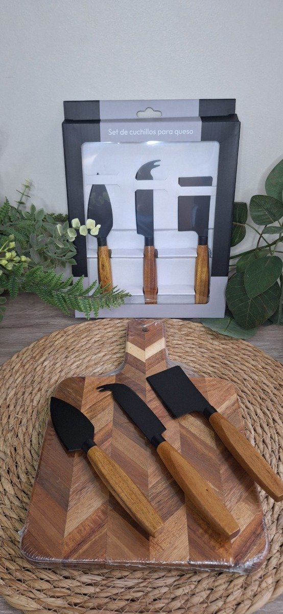 Producto - SET X 3 CUCHILLOS PARA QUESO BLACK Y ACACIA - 0