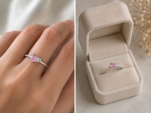 Producto - Anillo Corazón Cúbic Rosa
