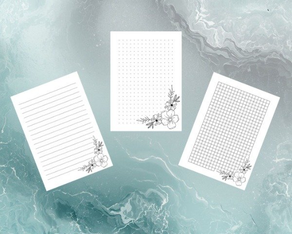 Producto - Pack de hojas con detalle de flores imprimibles