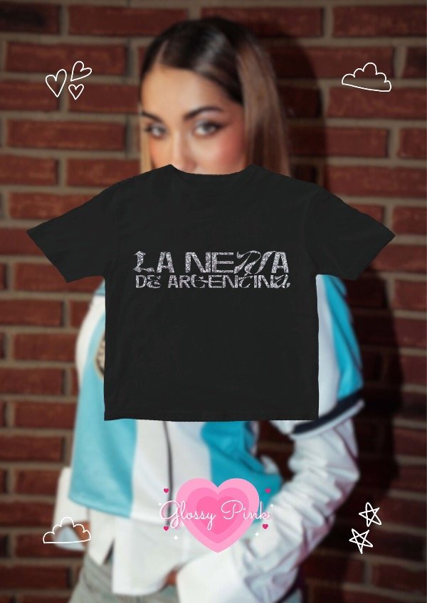 Producto - Baby Tee La Nena de Argentina - VINILO GLITTER