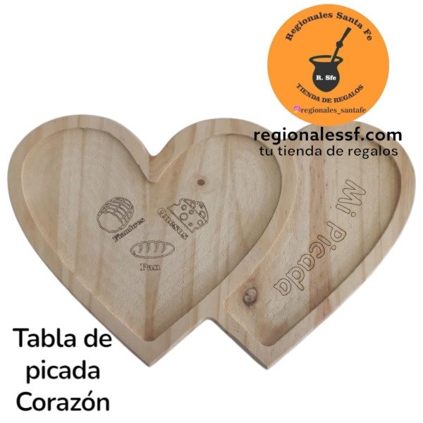 Producto - Tabla de picada Corazon doble