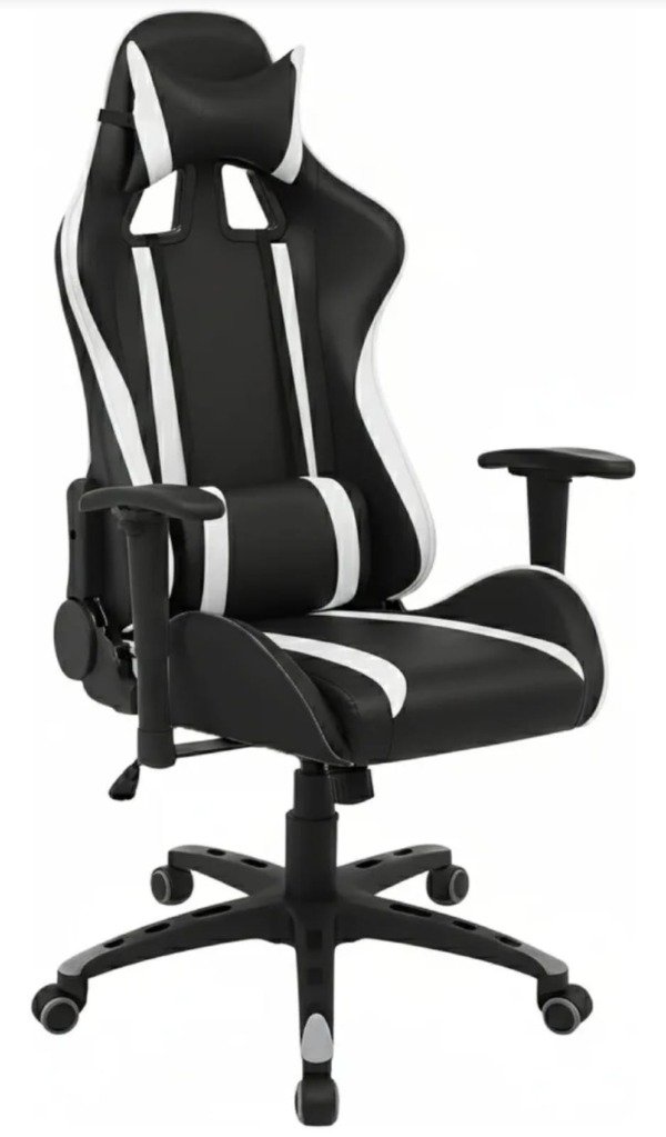 Producto - Silla Gamer Reclinable con Apoyabrazos Ajustable - Blanco/Rojo/Azul