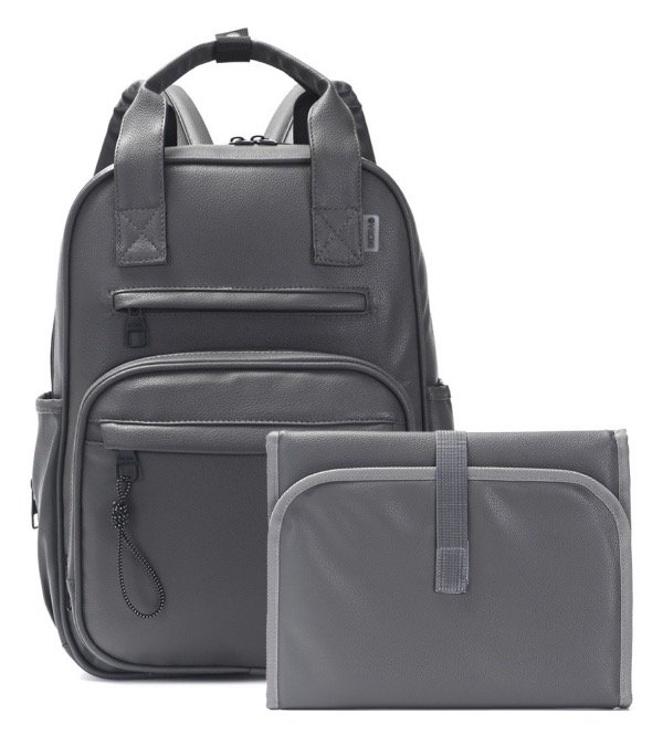 Producto - Mochila maternal Skora ecocuero gris