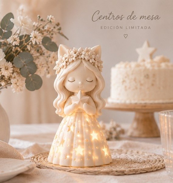 Producto - Gatita bailarina con vela led centro de mesa - 0
