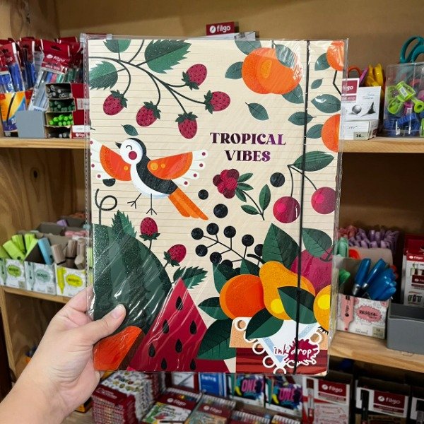 Producto - carpeta oficio con solapa tropical vibes