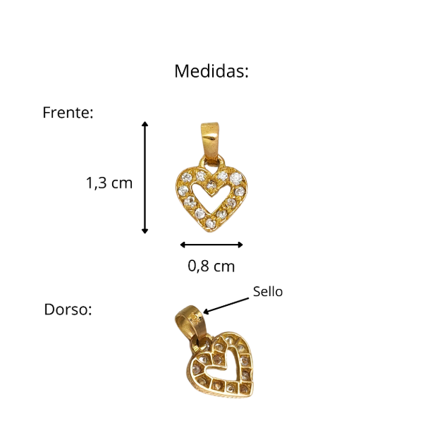 Producto - Conjunto Cadena y Dije Corazón con piedras Oro 18kt - 6